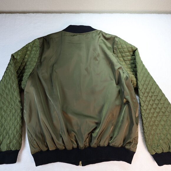 MICHAEL Michael Kors Olive Green Quilted Bomber Jacket Size XL Trending Color - Picture 4 of 10